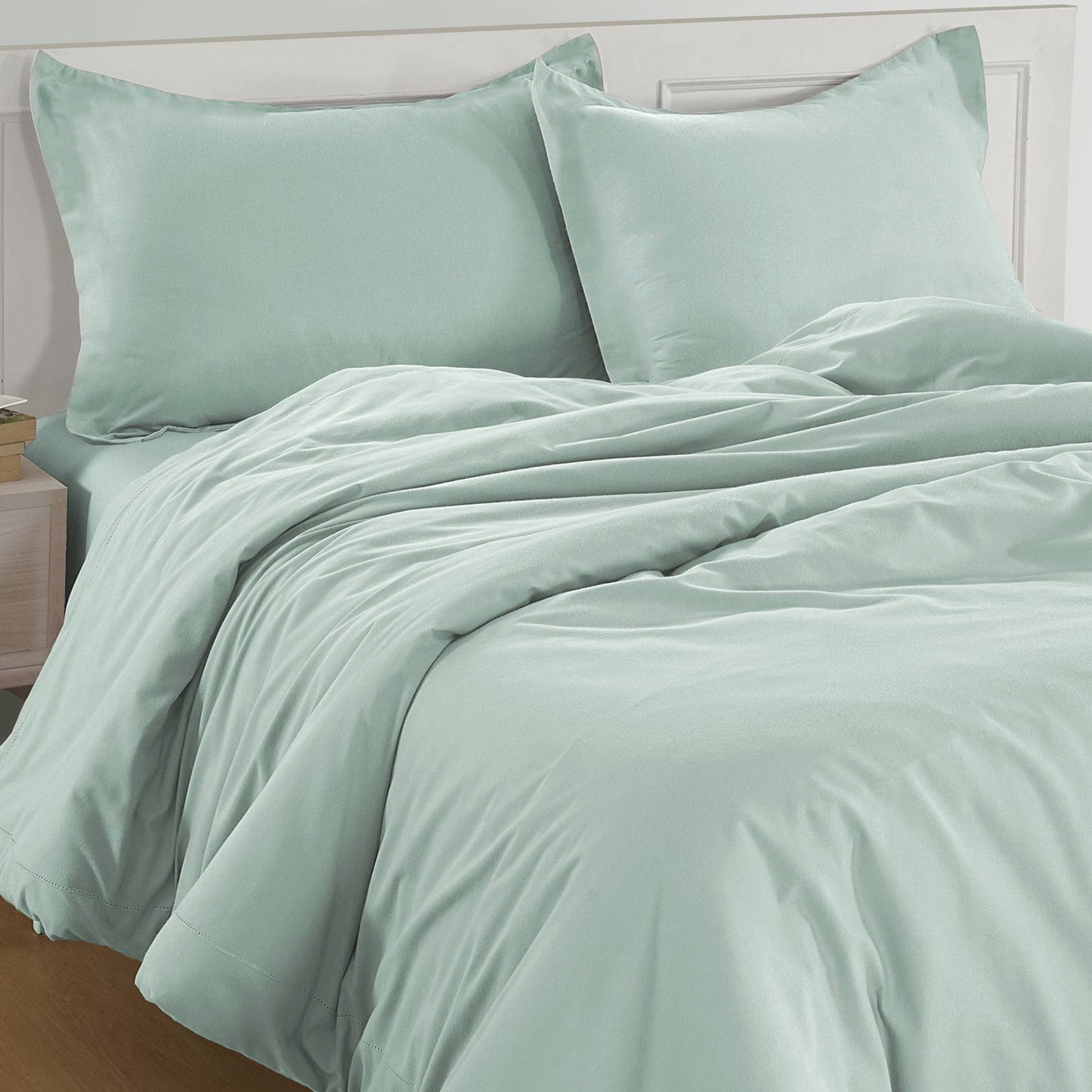 100% Organic Washed Cotton Quilt Cover Set - Cool Blue