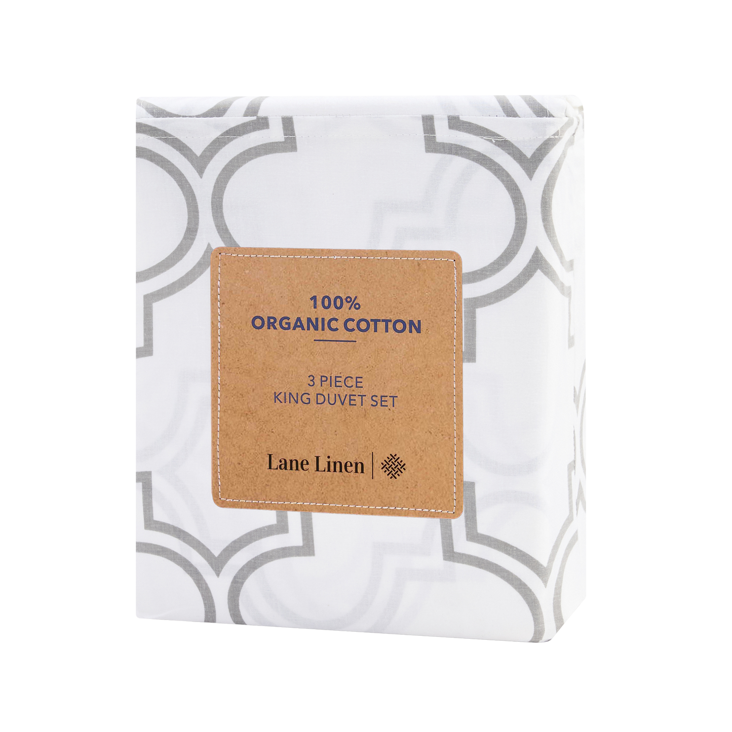 100% Organic Washed Cotton Quilt Cover Set - Trellis Silver