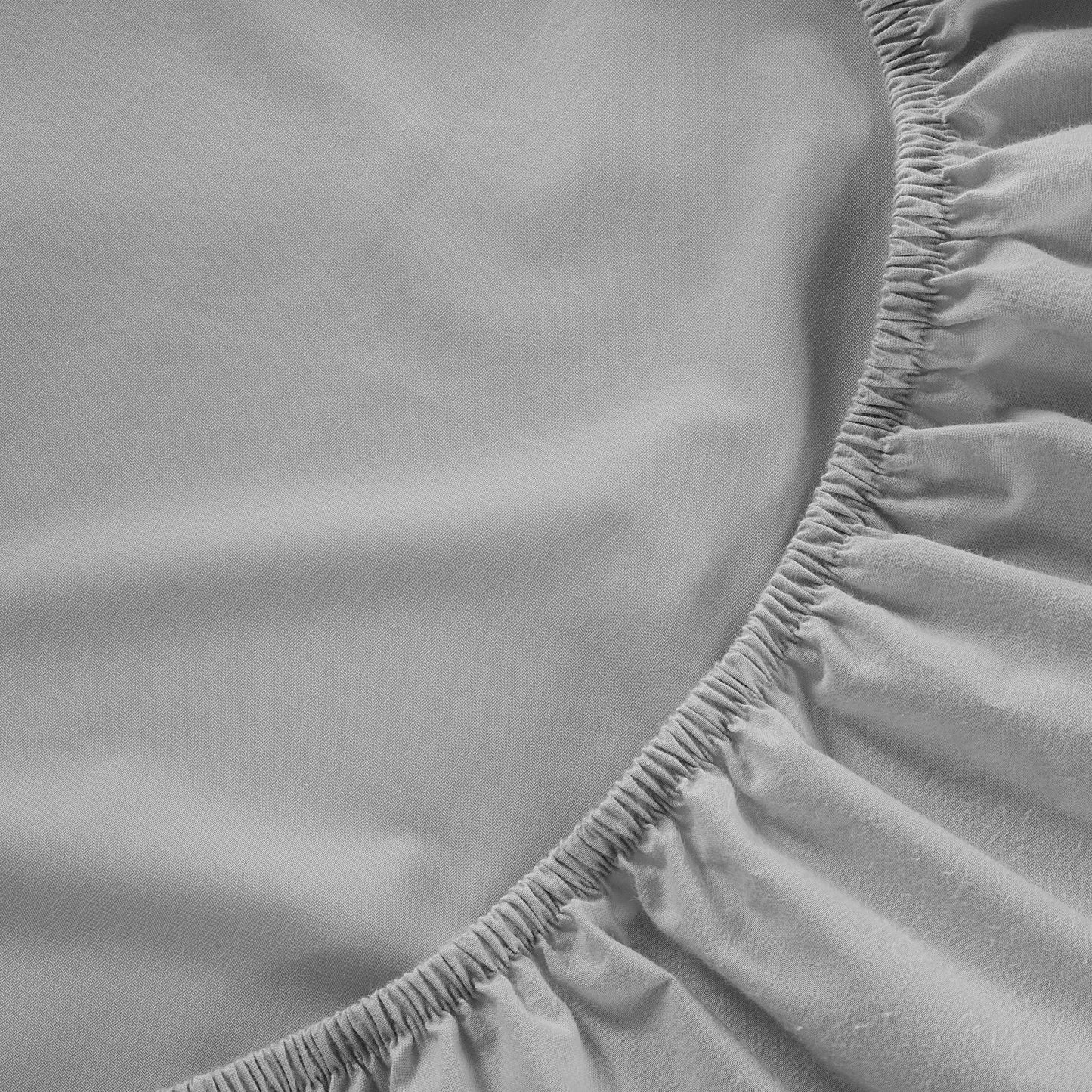 100% Organic Washed Cotton Fitted Sheet Set - Silver