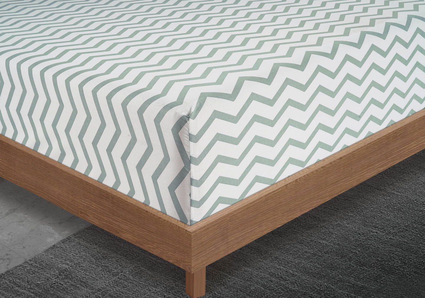 100% Organic Washed Cotton Sheet Set - Chevron Blue