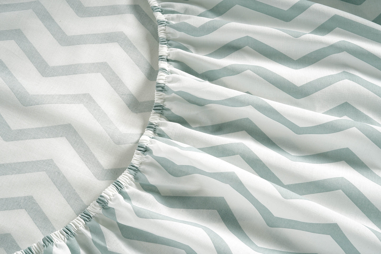 100% Organic Washed Cotton Sheet Set - Chevron Blue