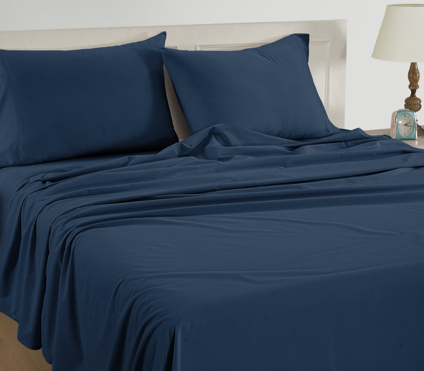 100% Organic Washed Cotton Sheet Set - Estate Blue