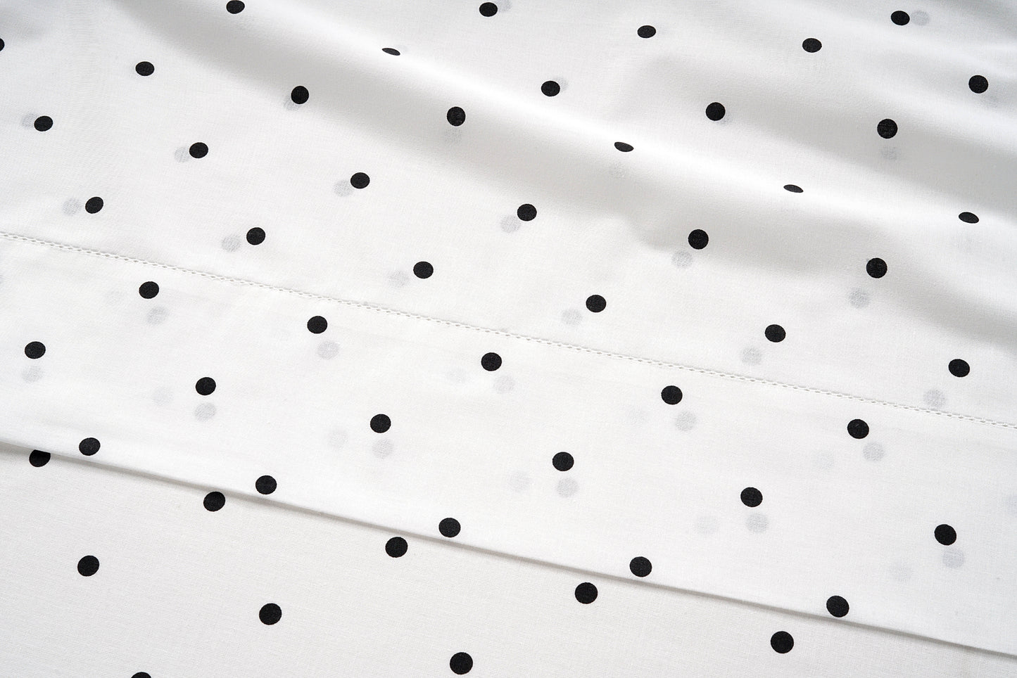 100% Organic Washed Cotton Sheet Set - Polka Dot Black