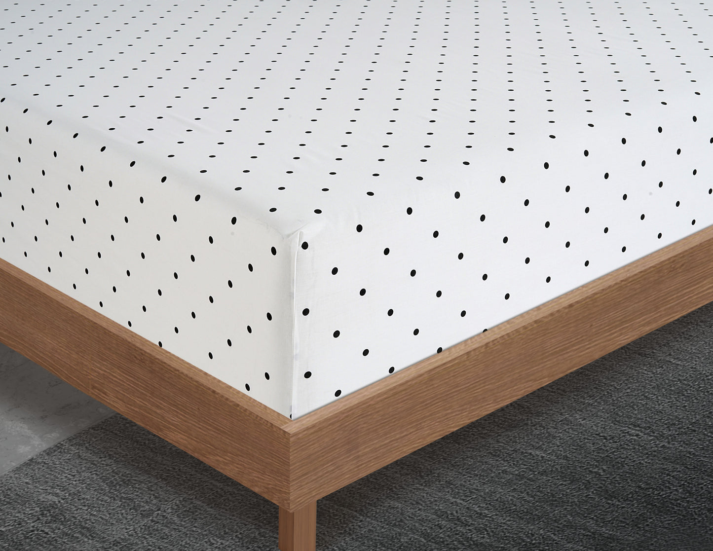 100% Organic Washed Cotton Sheet Set - Polka Dot Black