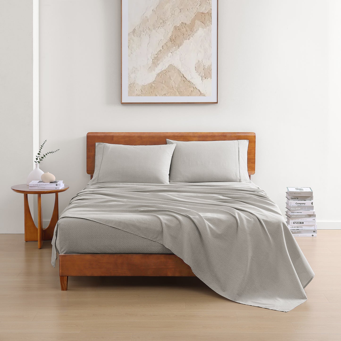 100% Organic Washed Cotton Sheet Set - Snowdrop