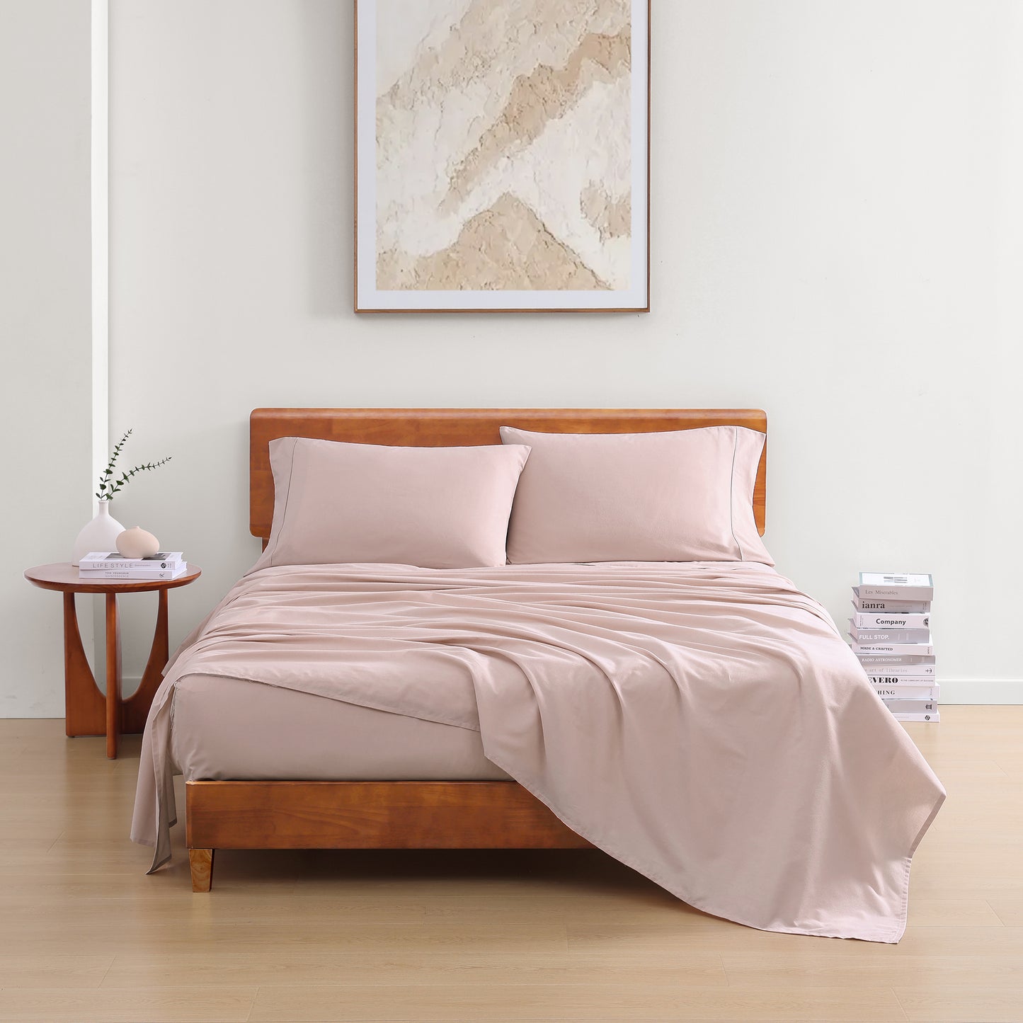 100% Organic Washed Cotton Sheet Set - Sepia Rose