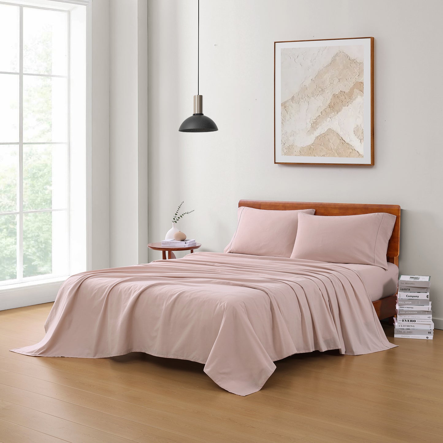 100% Organic Washed Cotton Sheet Set - Sepia Rose