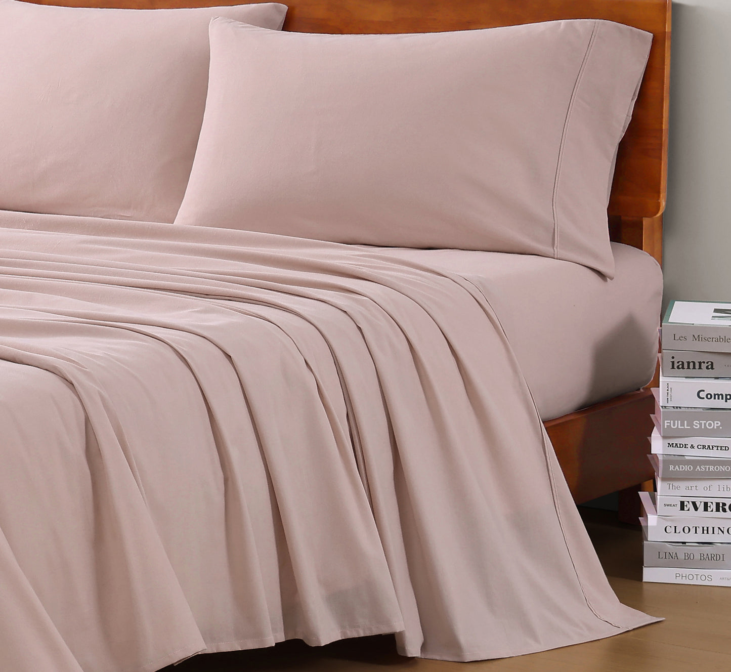 100% Organic Washed Cotton Sheet Set - Sepia Rose