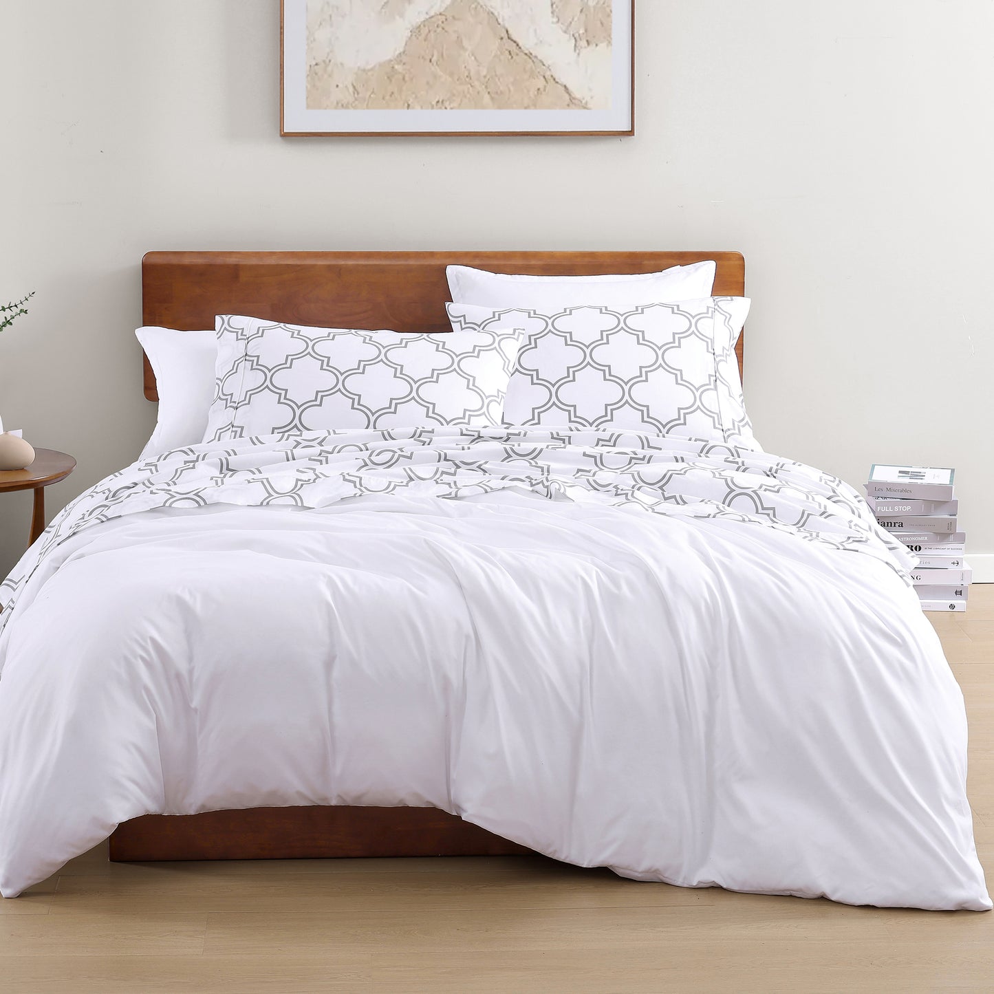 100% Organic Washed Cotton Sheet Set - Trellis Silver