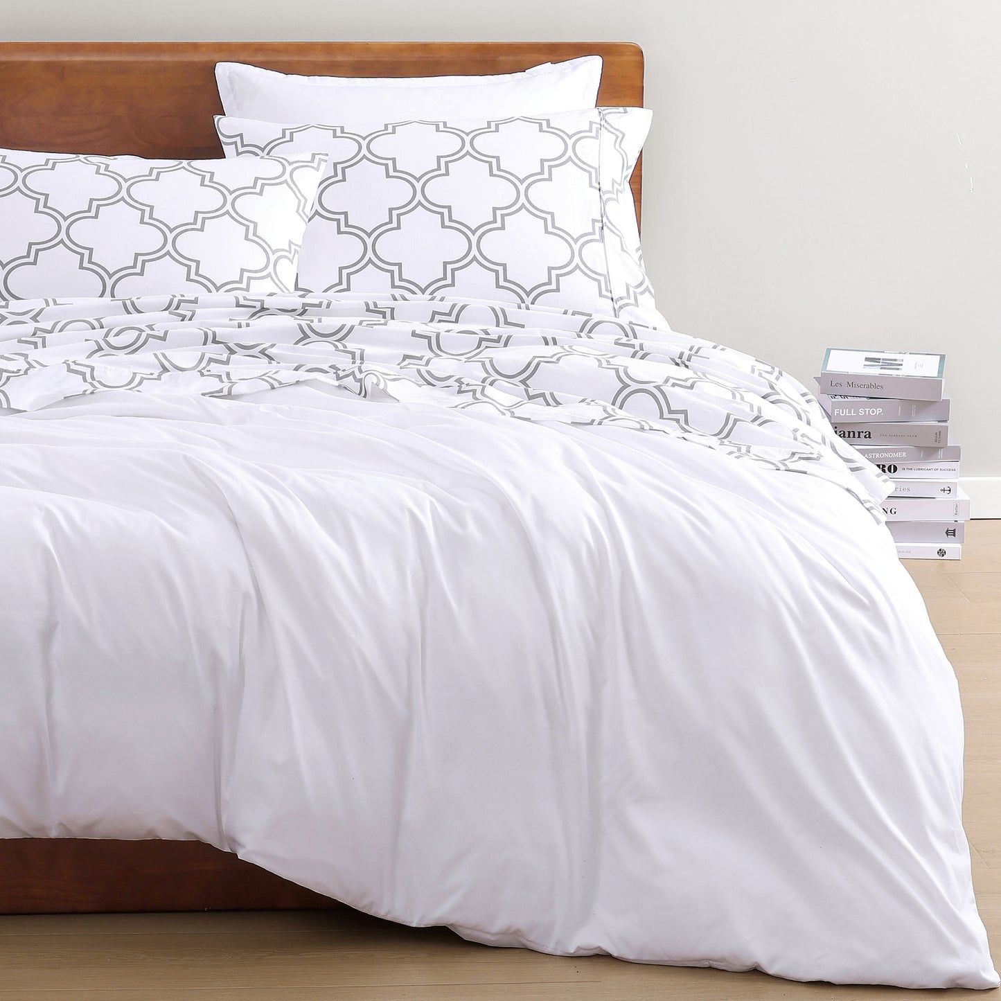 100% Organic Washed Cotton Sheet Set - Trellis Silver