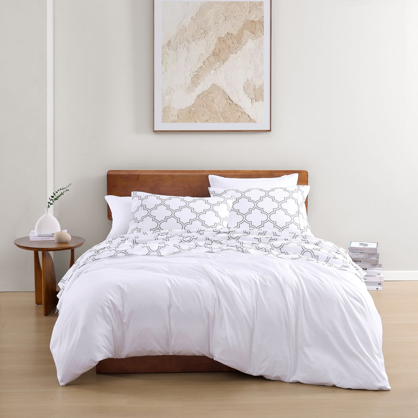 100% Organic Washed Cotton Sheet Set - Trellis Silver