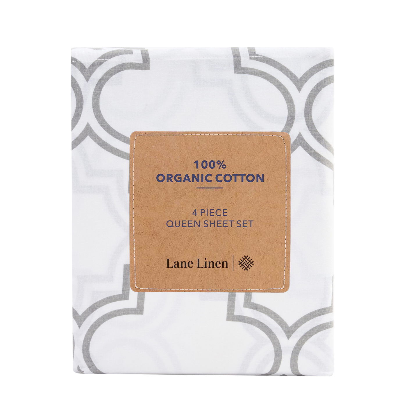 100% Organic Washed Cotton Sheet Set - Trellis Silver