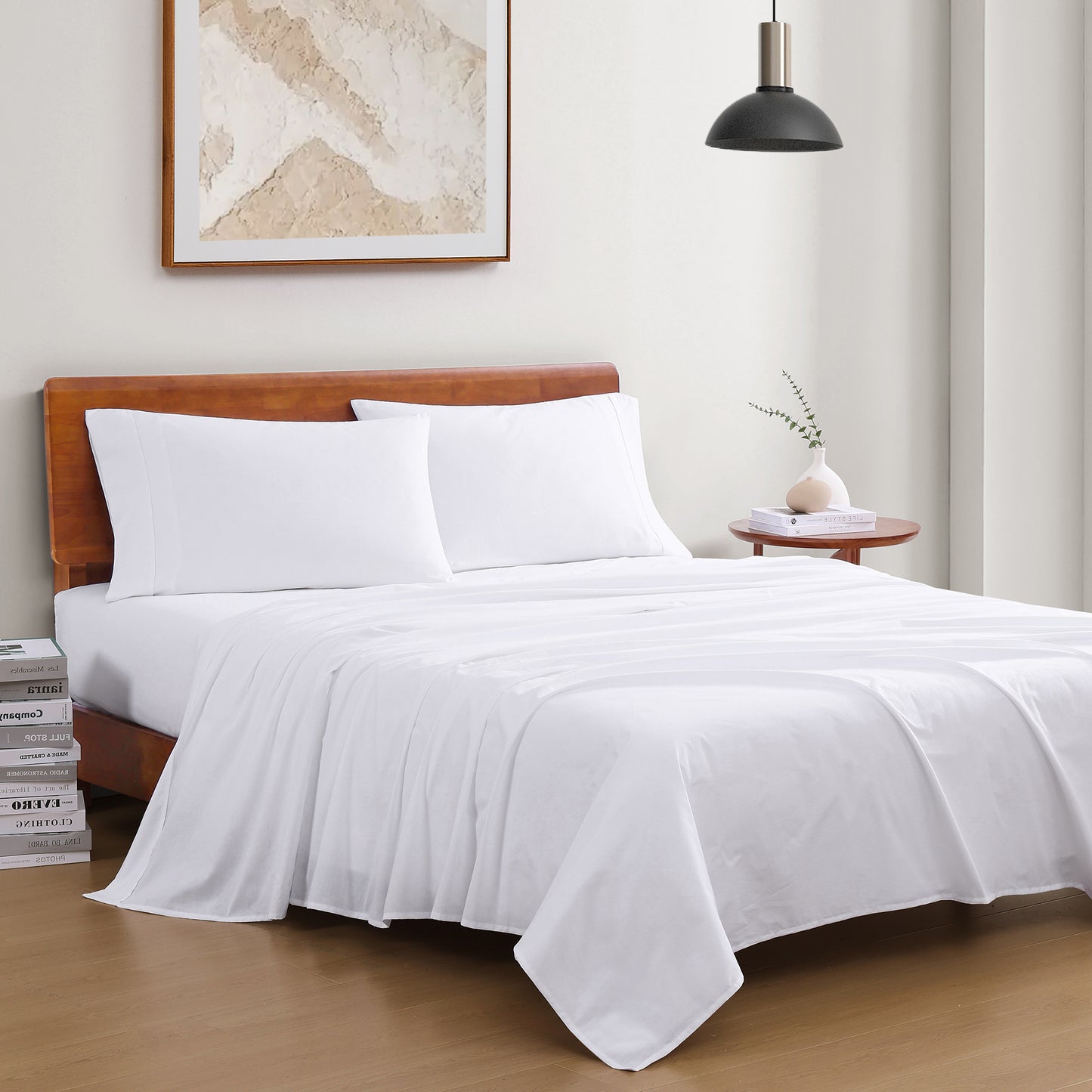 100% Organic Washed Cotton Sheet Set - White