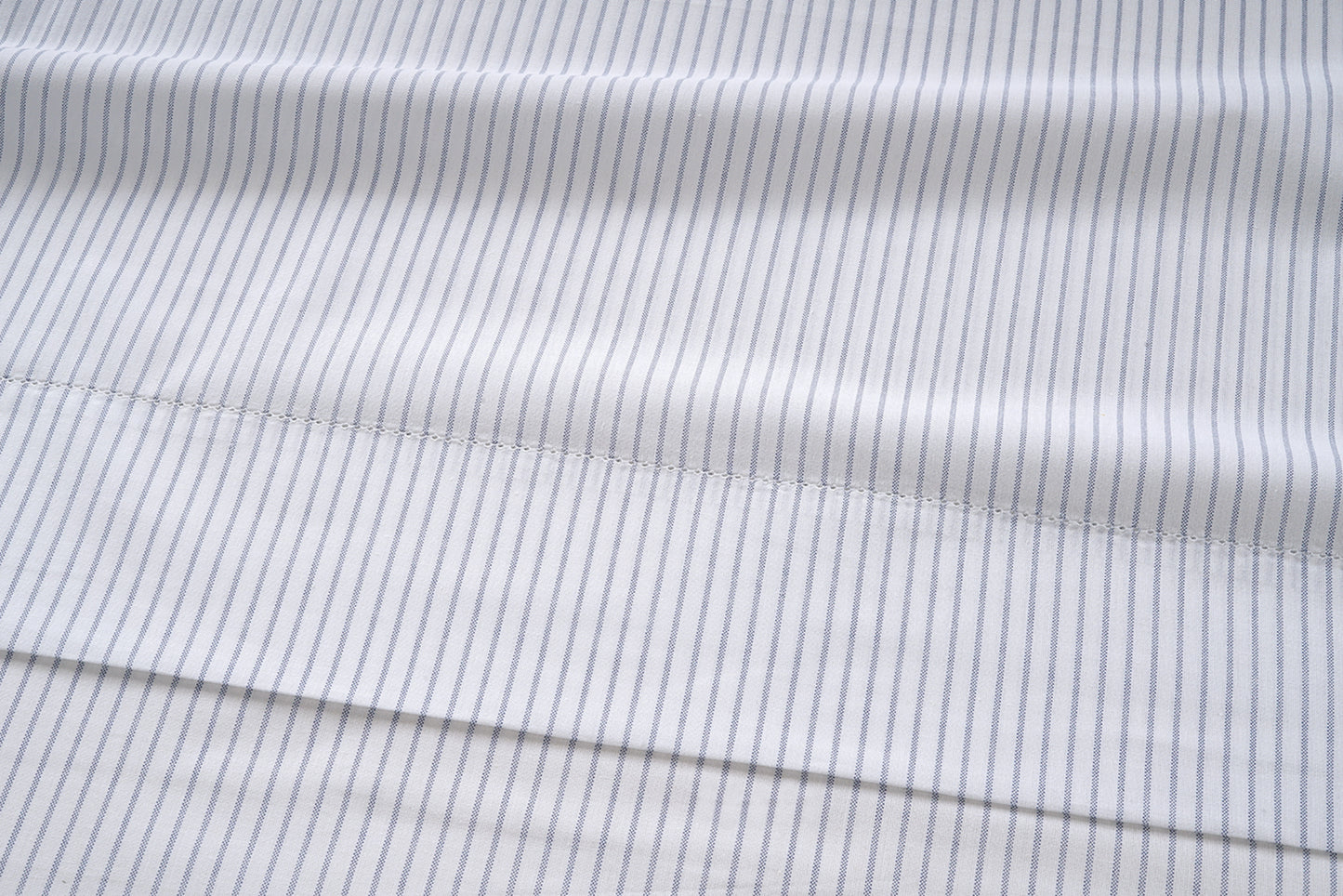 100% Organic Washed Cotton Sheet Set - Ticking Stripe Cobalt Blue