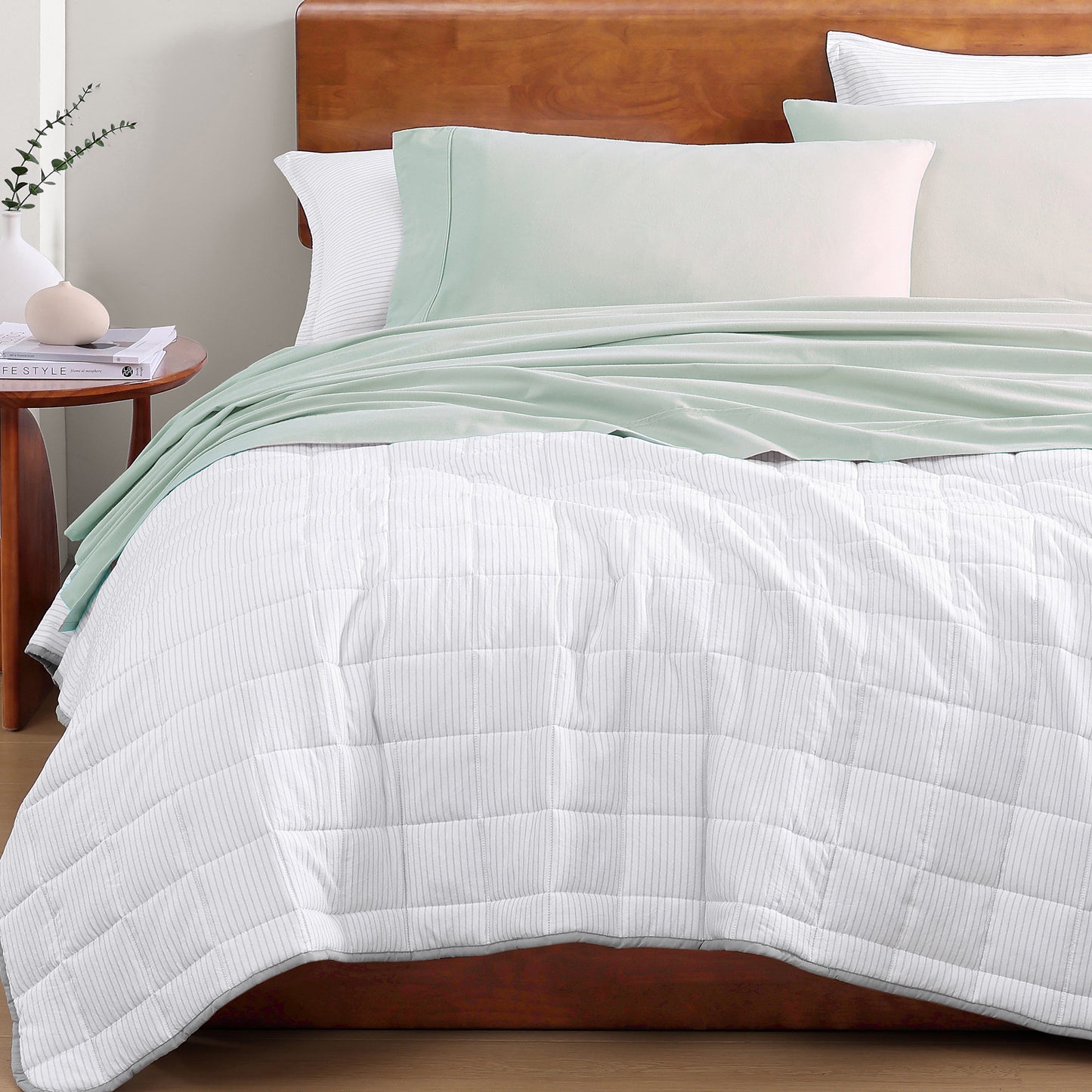 100% Organic Washed Cotton Sheet Set - Cool Blue
