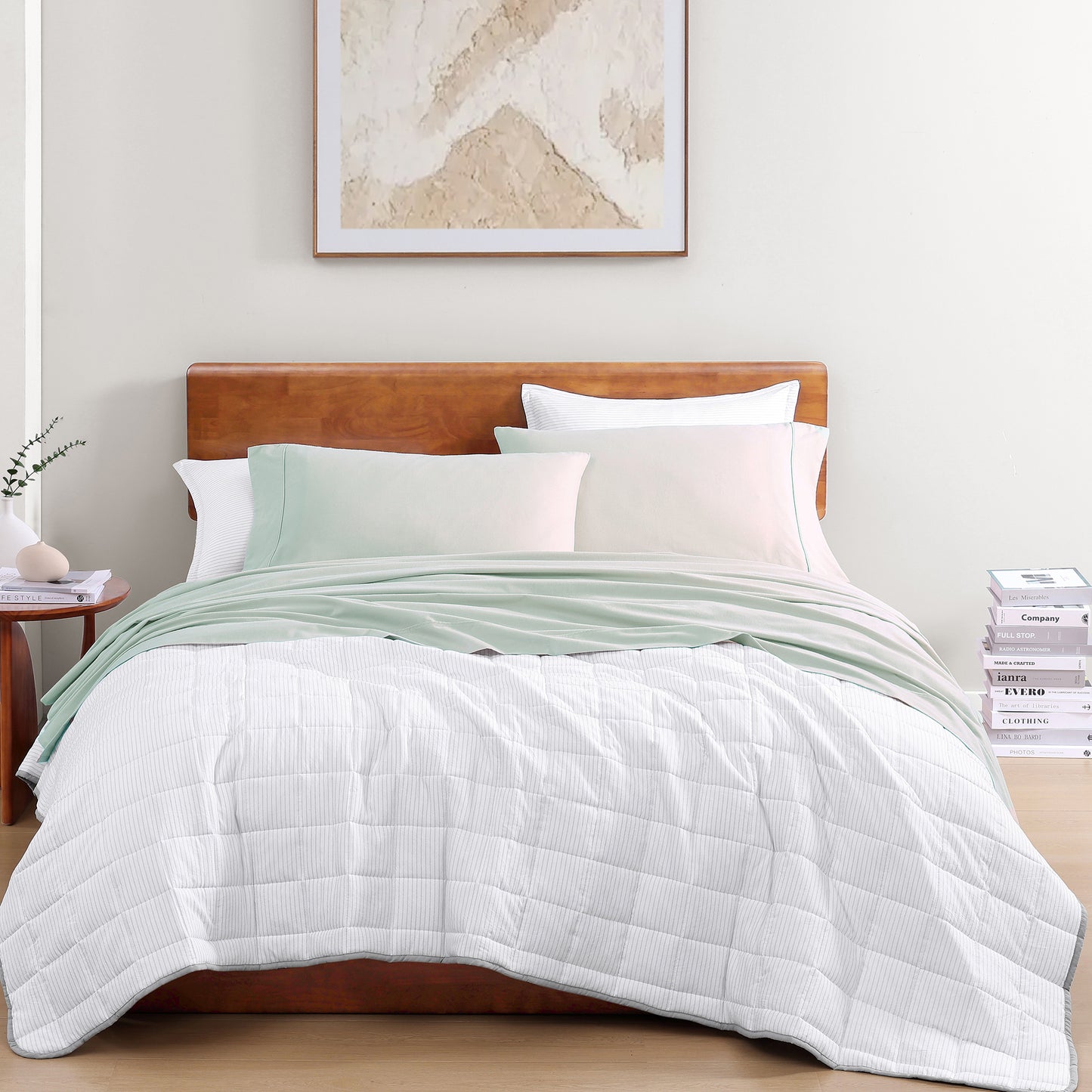 100% Organic Washed Cotton Sheet Set - Cool Blue