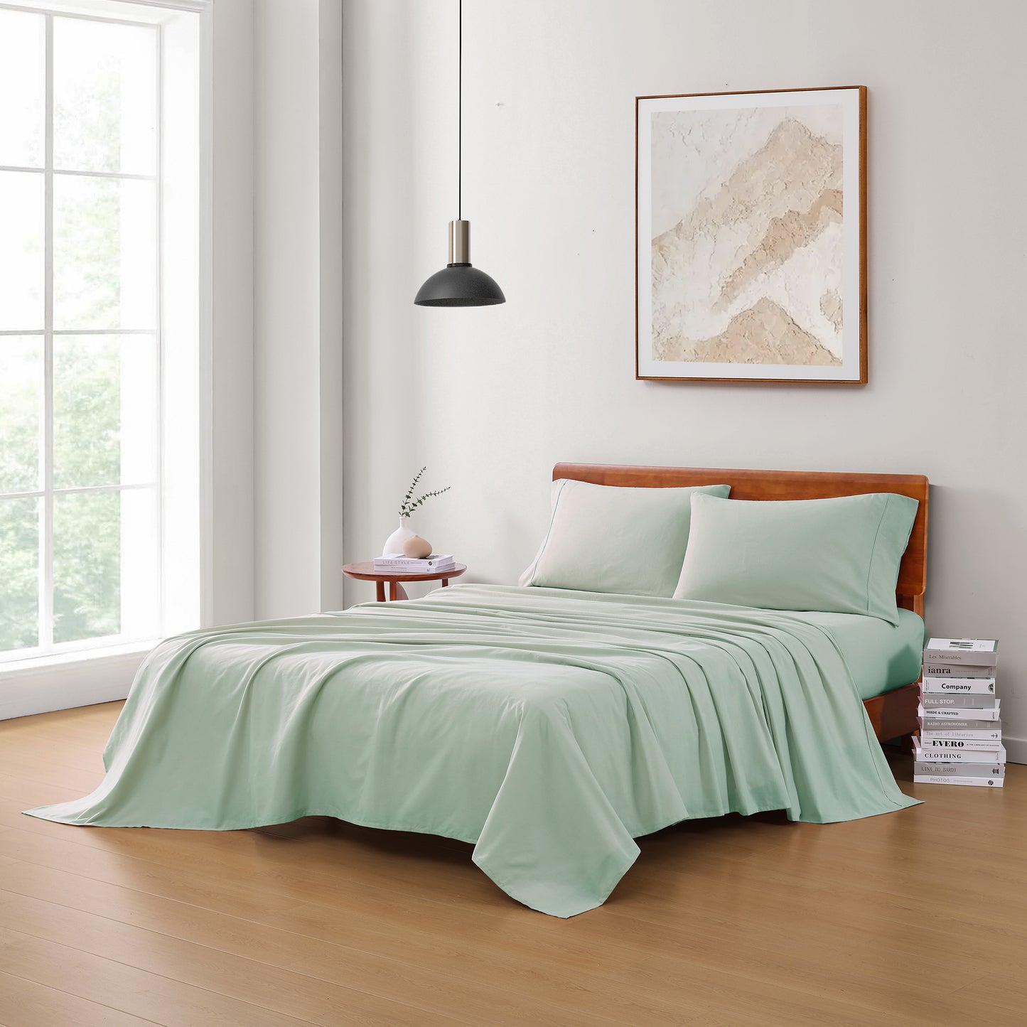 100% Organic Washed Cotton Sheet Set - Cool Blue