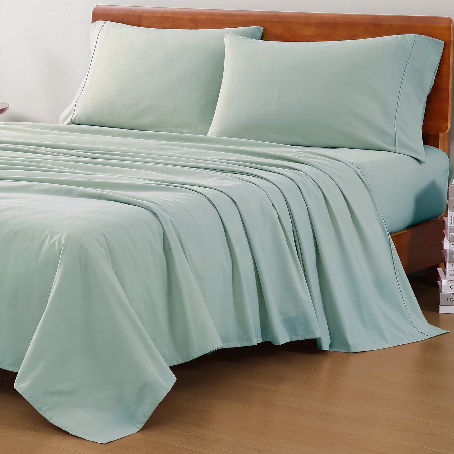 100% Organic Washed Cotton Sheet Set - Cool Blue