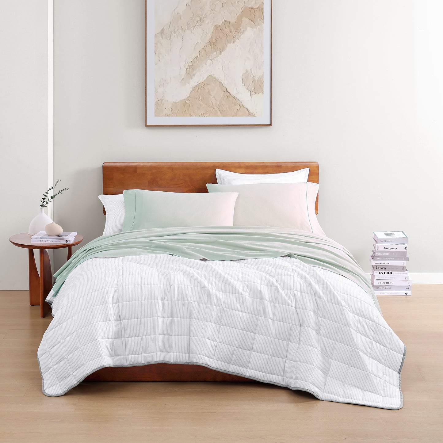 100% Organic Washed Cotton Sheet Set - Cool Blue