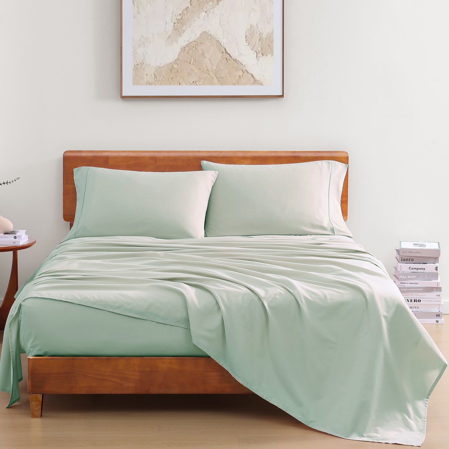 100% Organic Washed Cotton Sheet Set - Cool Blue