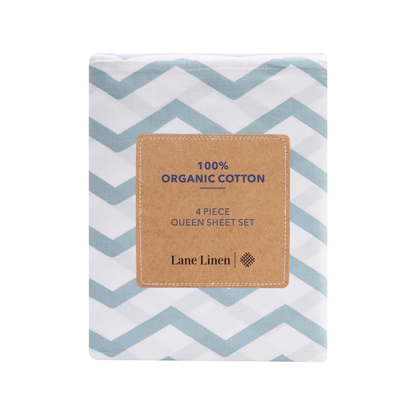 100% Organic Washed Cotton Sheet Set - Chevron Blue