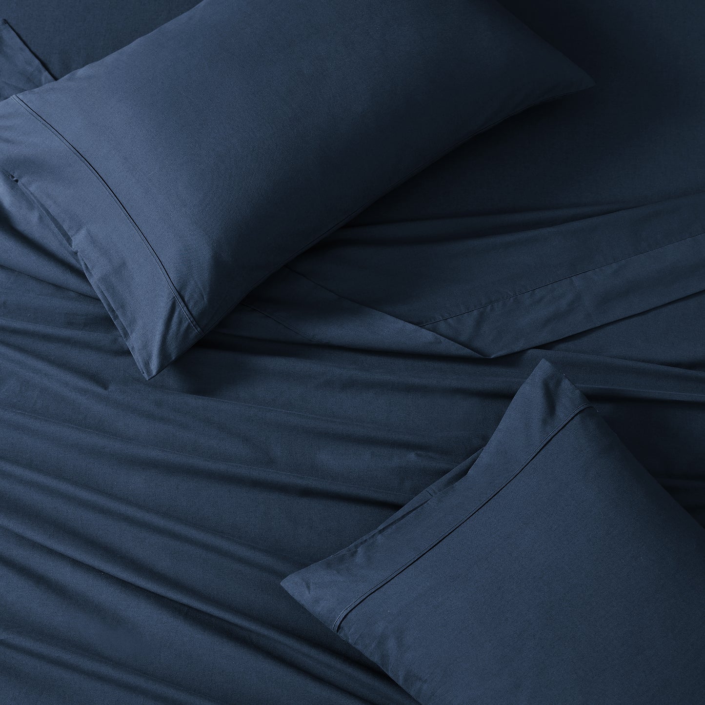 100% Organic Washed Cotton Sheet Set - Estate Blue