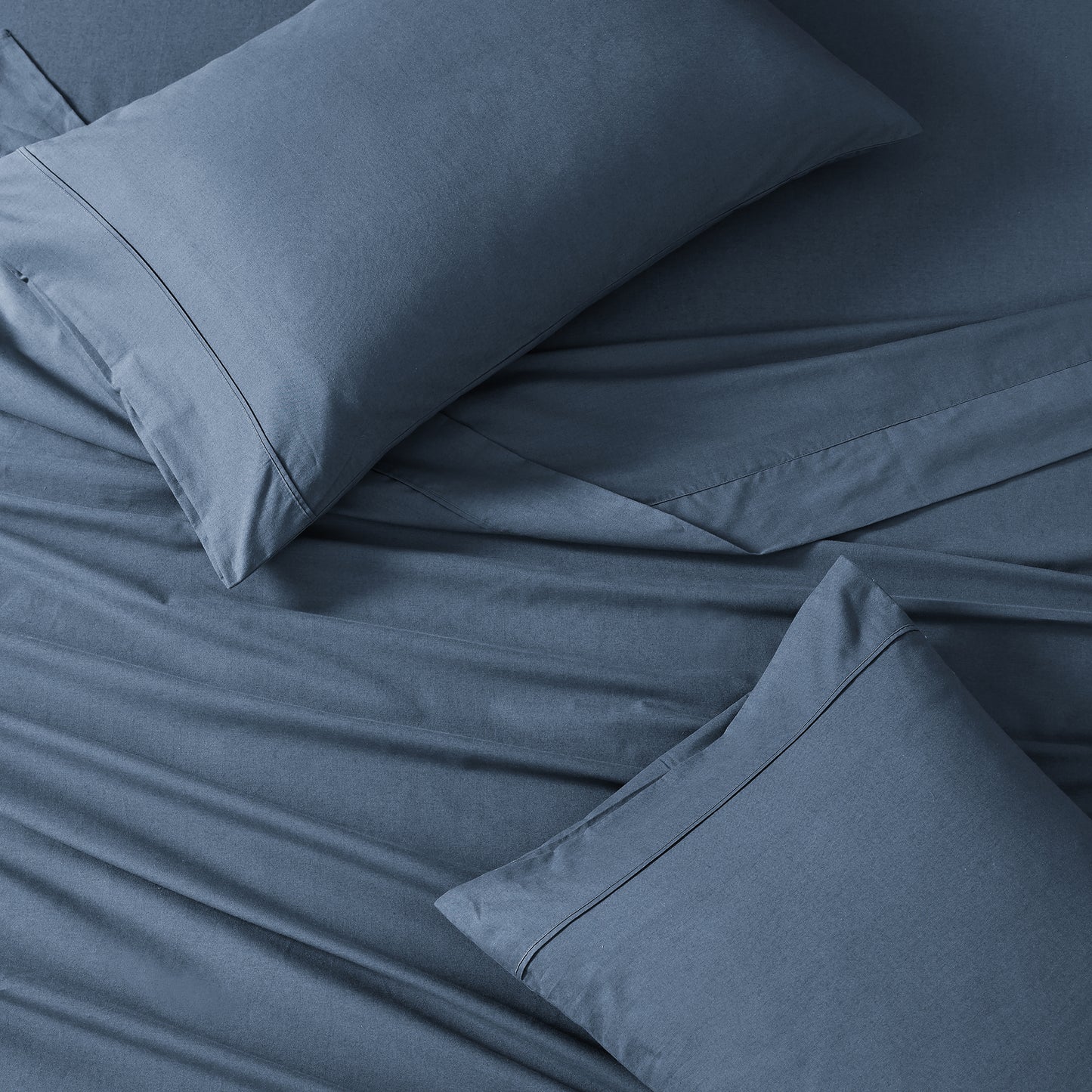 100% Organic Washed Cotton Sheet Set - Navy