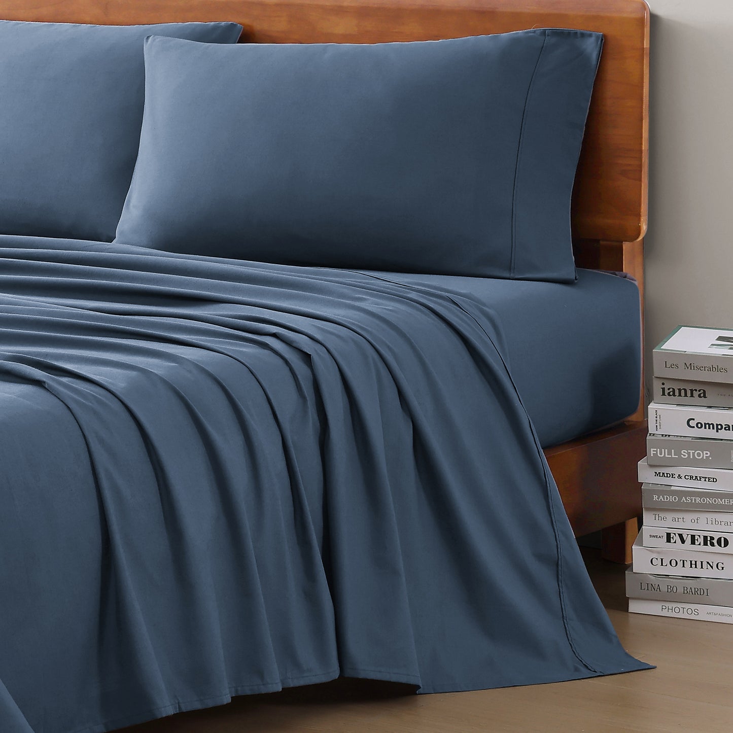100% Organic Washed Cotton Sheet Set - Navy