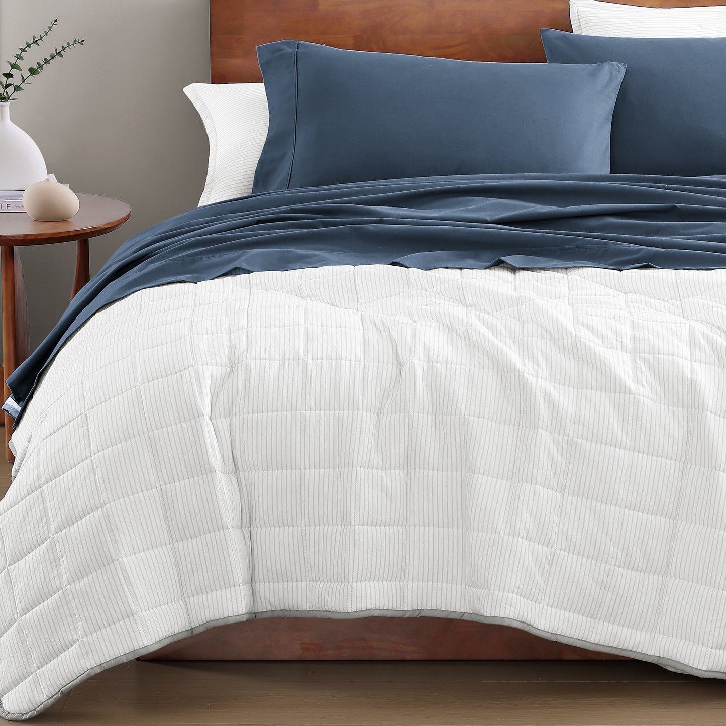 100% Organic Washed Cotton Sheet Set - Navy