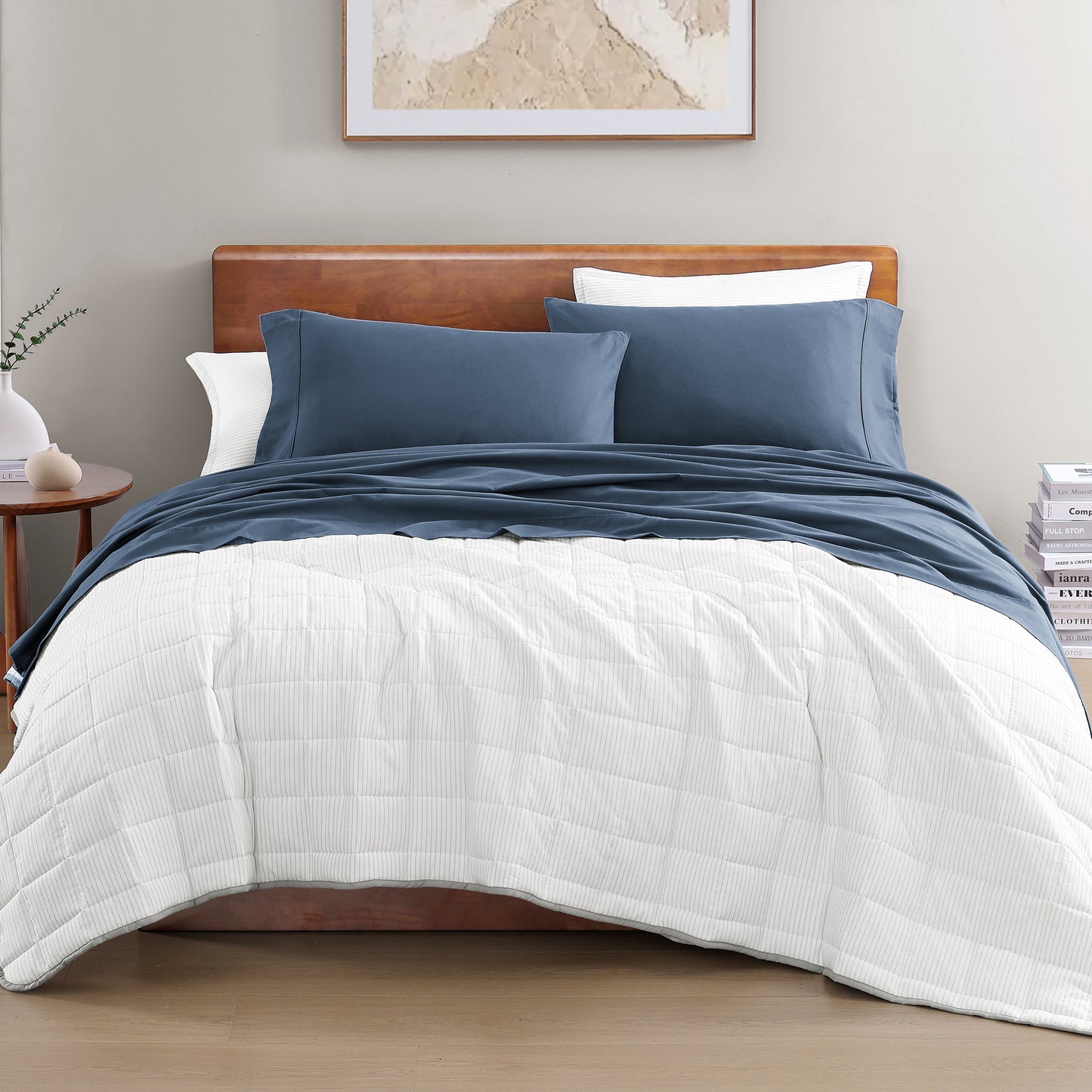 100% Organic Washed Cotton Sheet Set - Navy