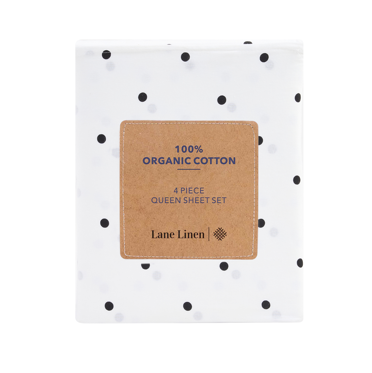 100% Organic Washed Cotton Sheet Set - Polka Dot Black