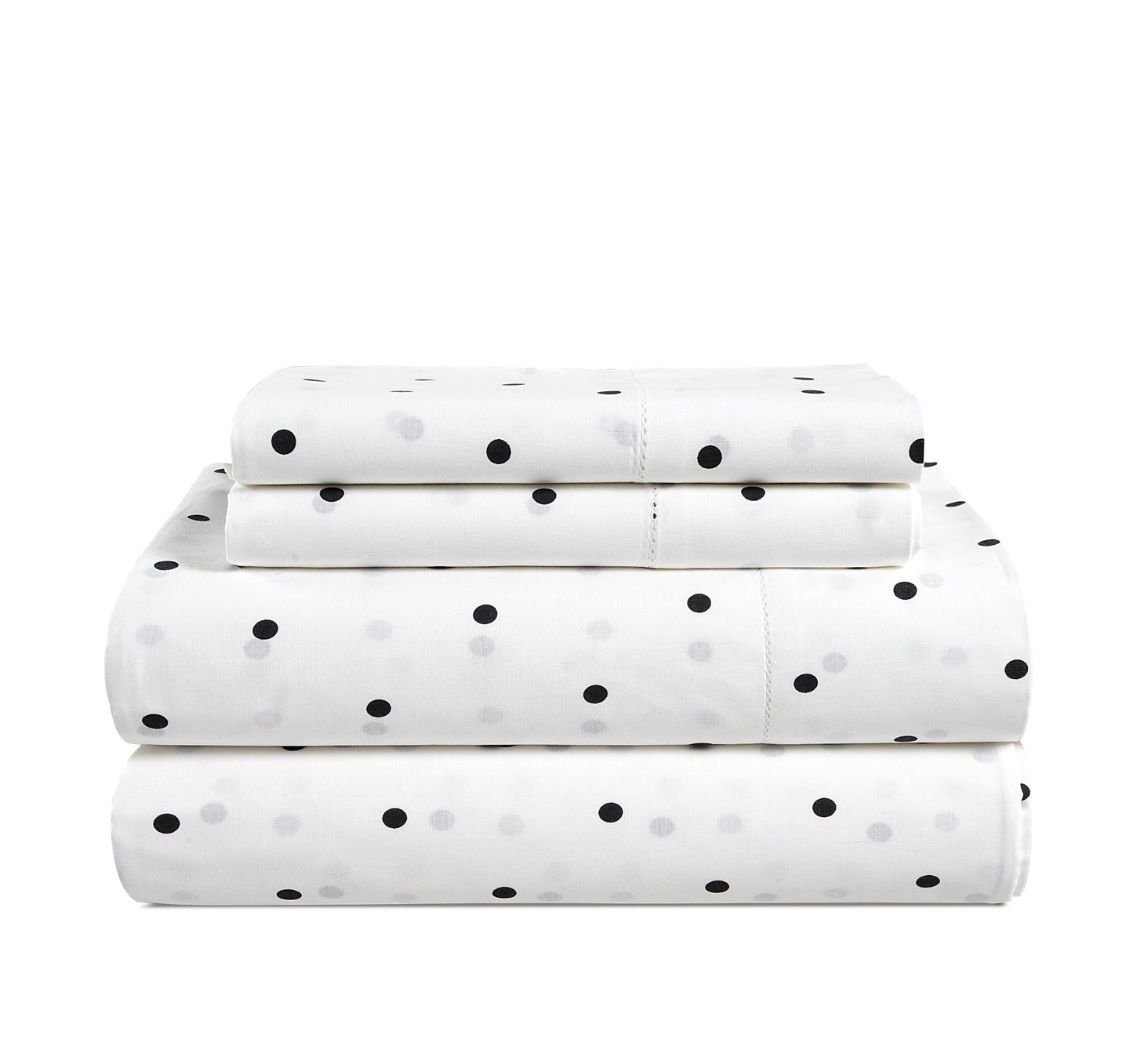 100% Organic Washed Cotton Sheet Set - Polka Dot Black