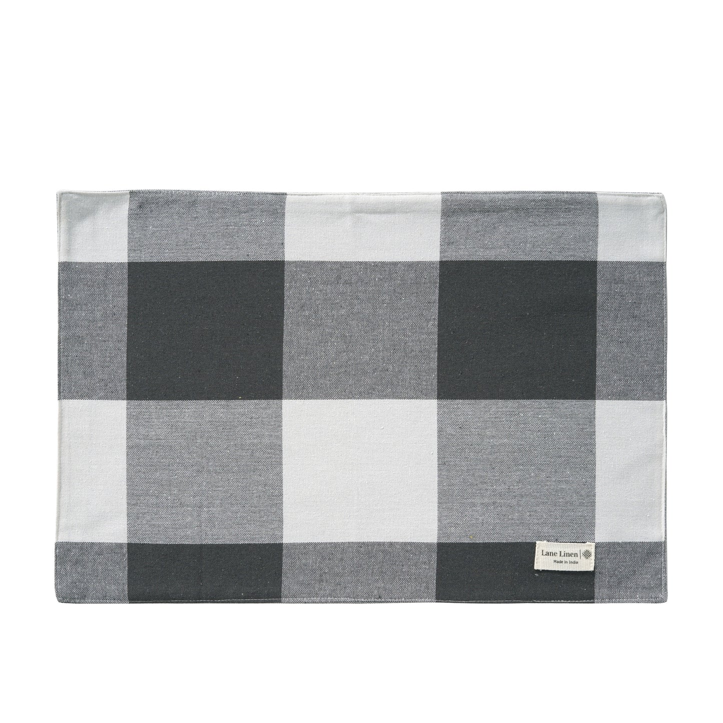 Set of 6 100% Cotton Placemats - Grey Check