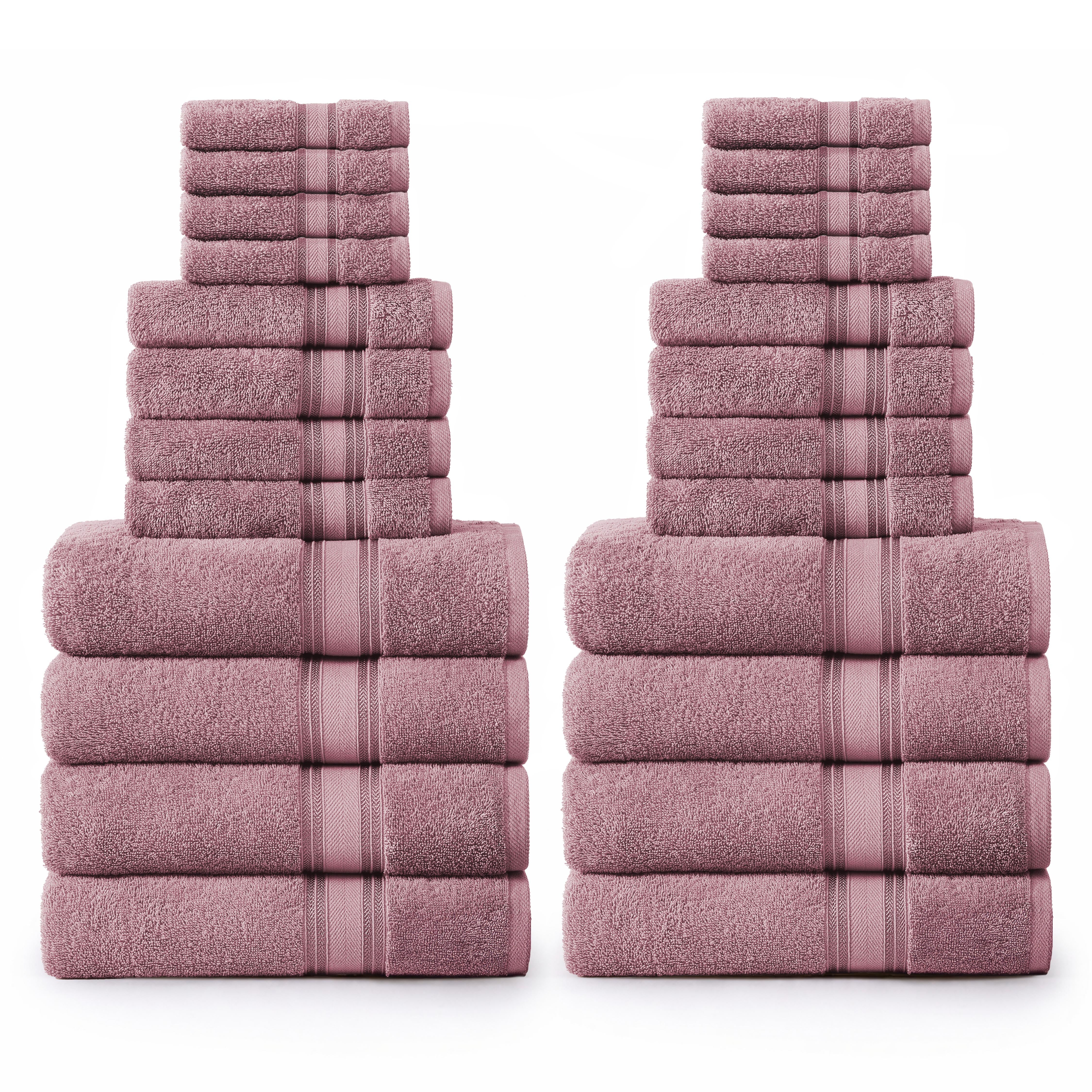 24 Piece 100% Cotton Towel Set 550GSM - Wishful Mauve