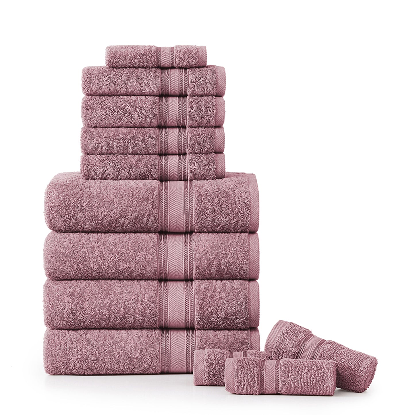 12 Piece 100% Cotton Towel Set 550GSM - Wishful Mauve