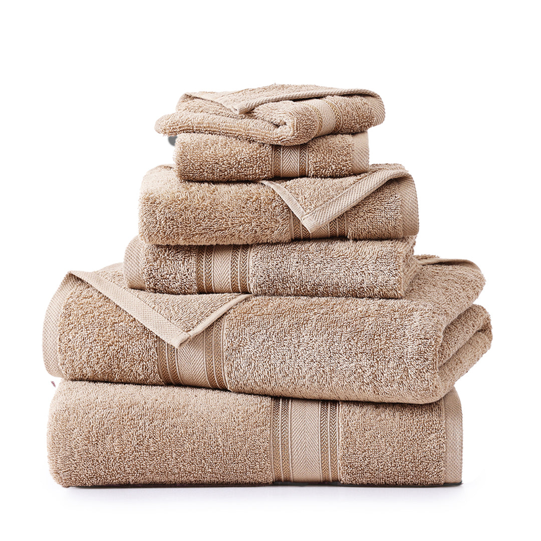 6 Piece Cotton Towel Set 550GSM - Taupe