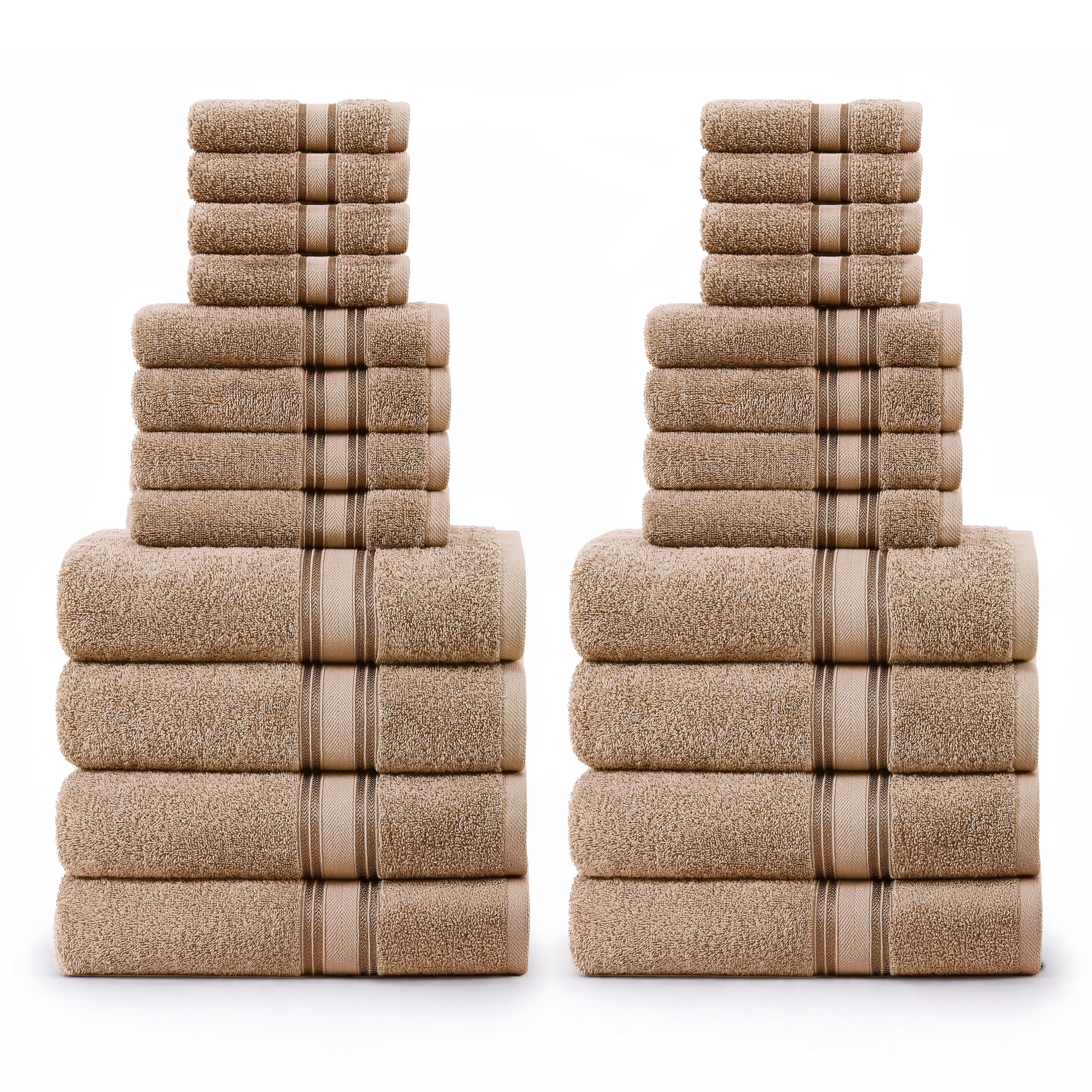24 Piece 100% Cotton Towel Set 550GSM - Taupe