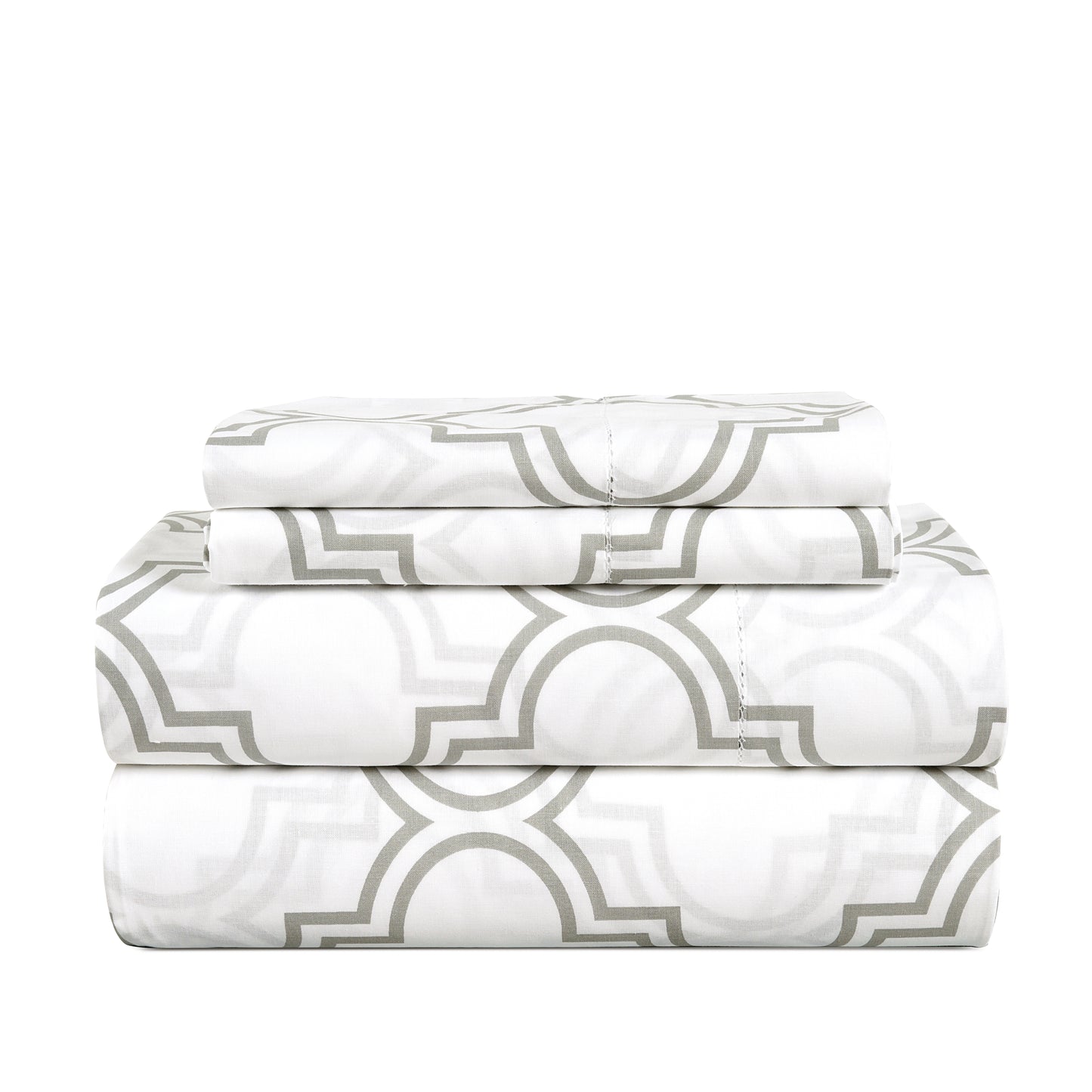 100% Organic Washed Cotton Sheet Set - Trellis Silver