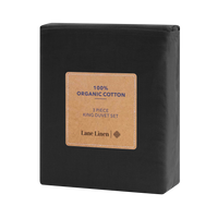 100% Organic Washed Cotton Quilt Cover Set - Black