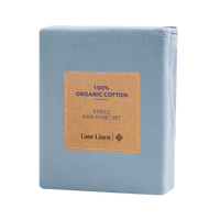 100% Organic Washed Cotton Quilt Cover Set - French Blue