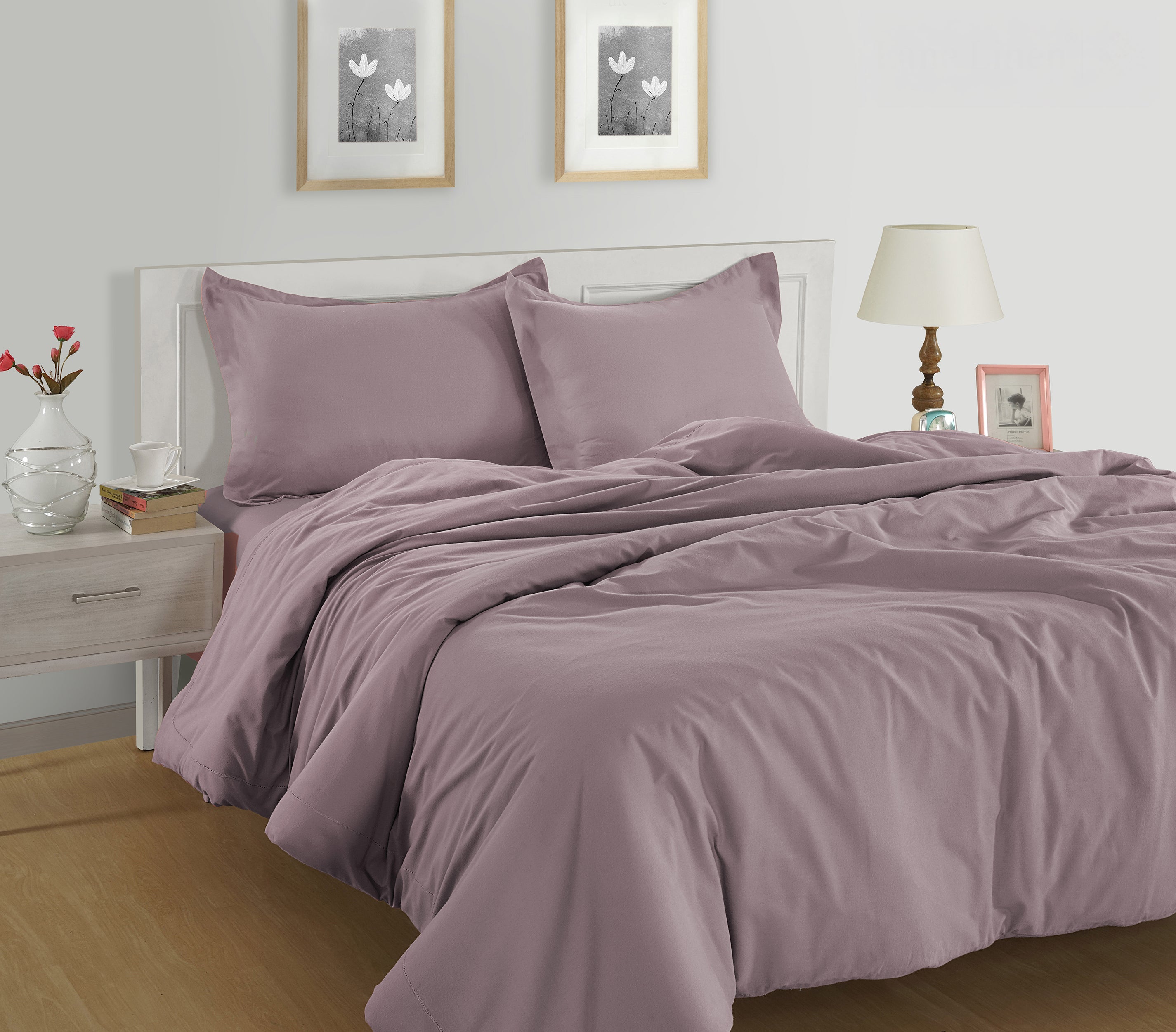 100% Organic Washed Cotton Quilt Cover Set - Lilac