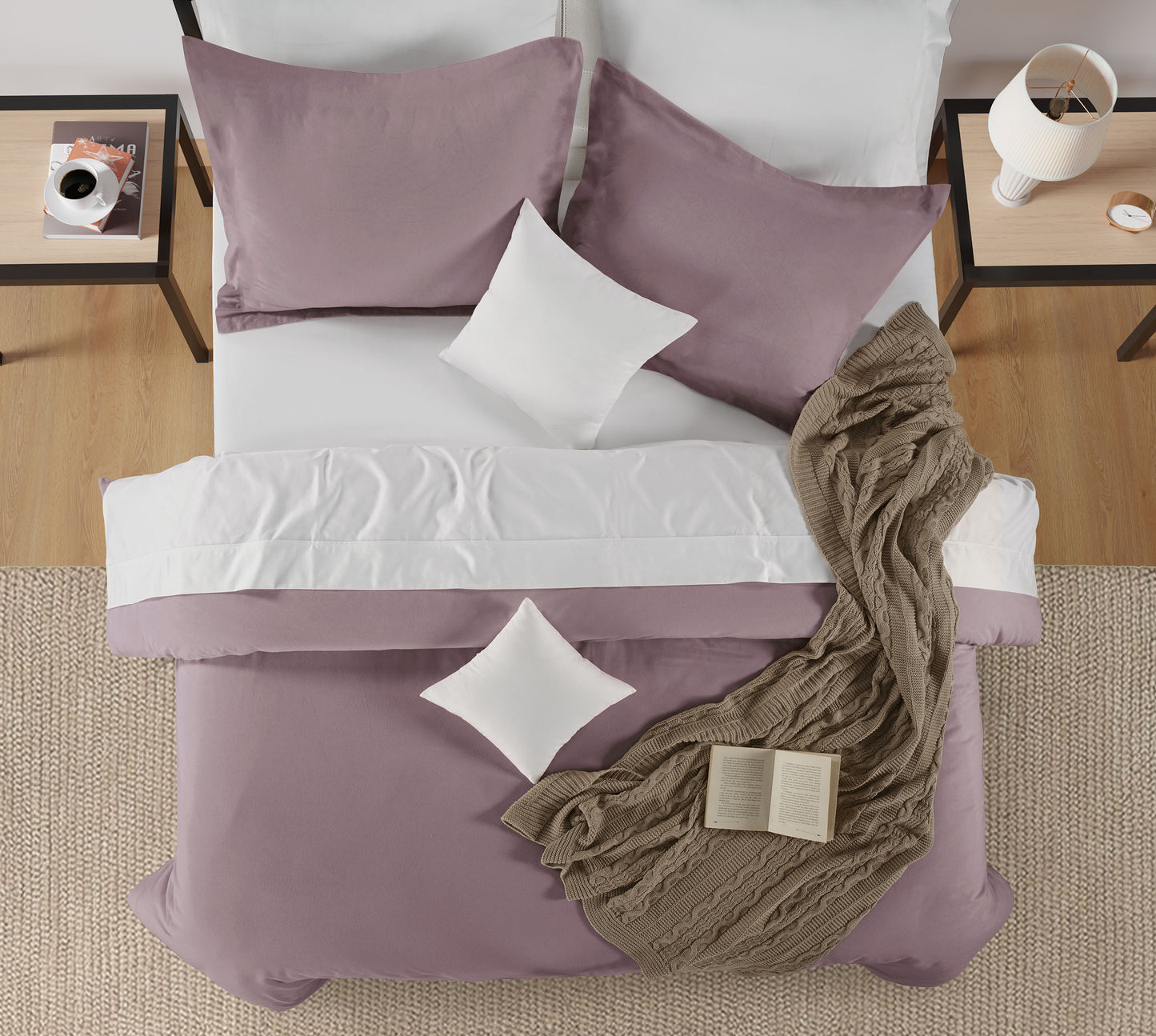 100% Organic Washed Cotton Quilt Cover Set - Lilac