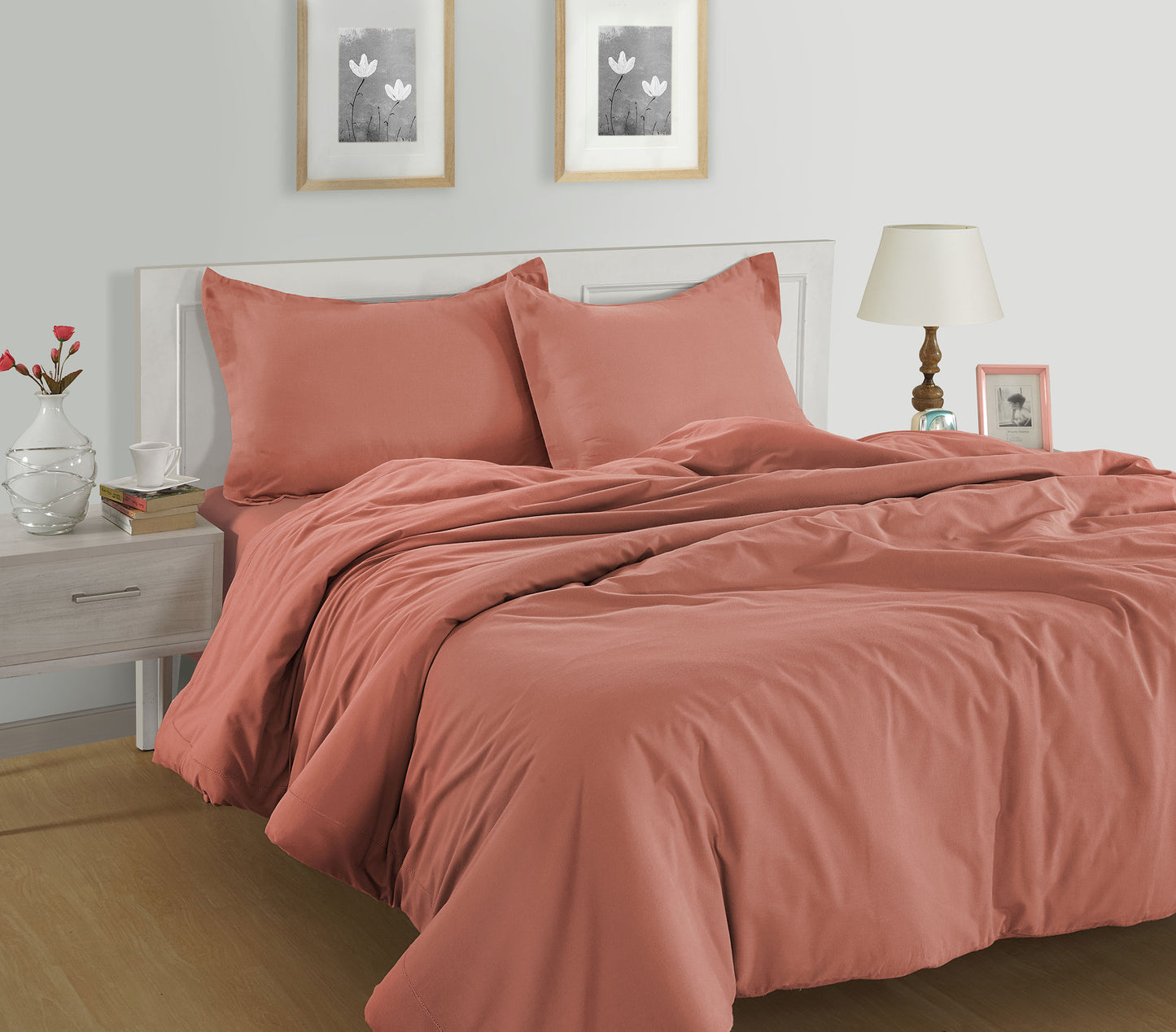 100% Organic Washed Cotton Quilt Cover Set - Rose Dawn