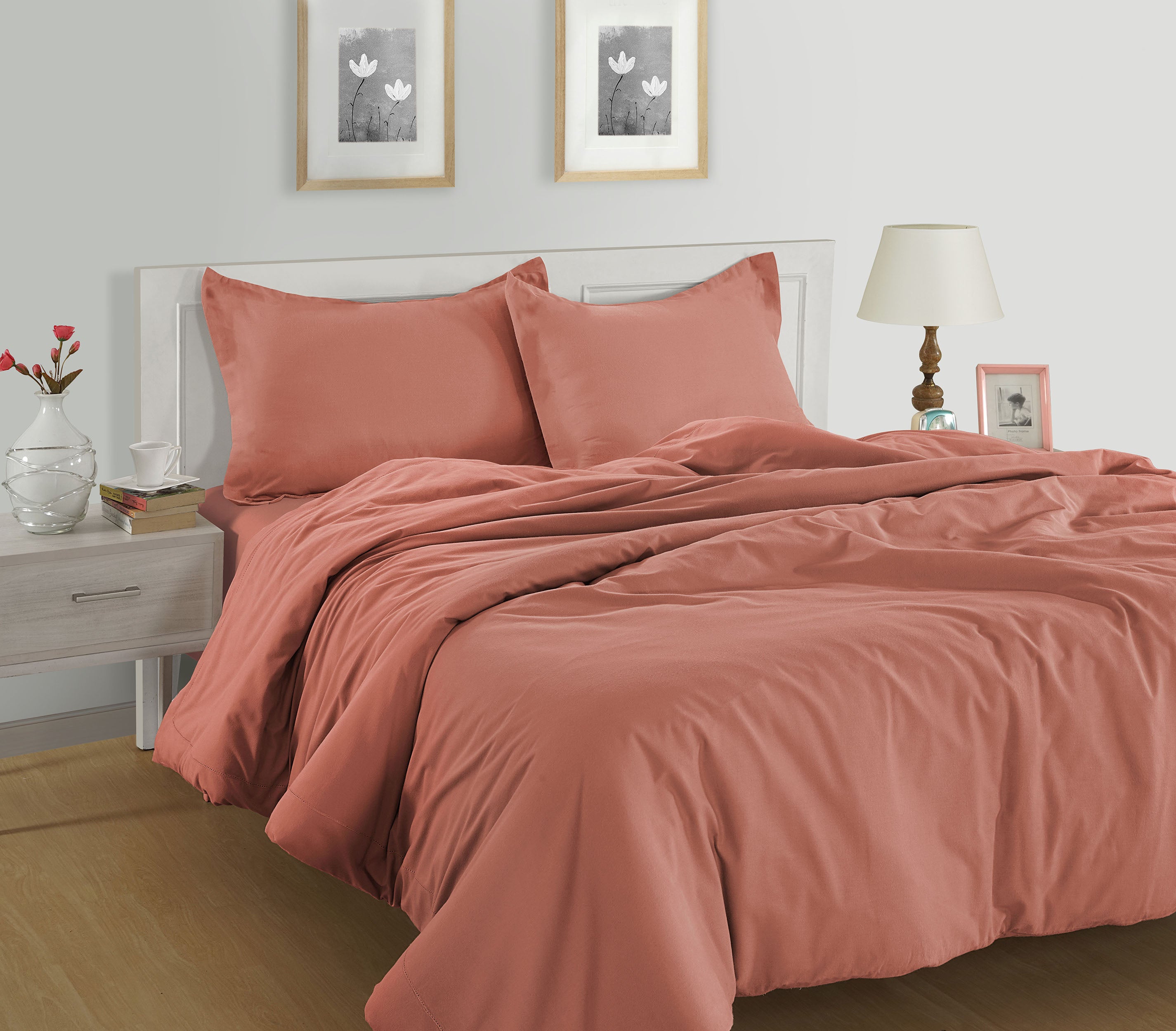 100% Organic Washed Cotton Quilt Cover Set - Rose Dawn