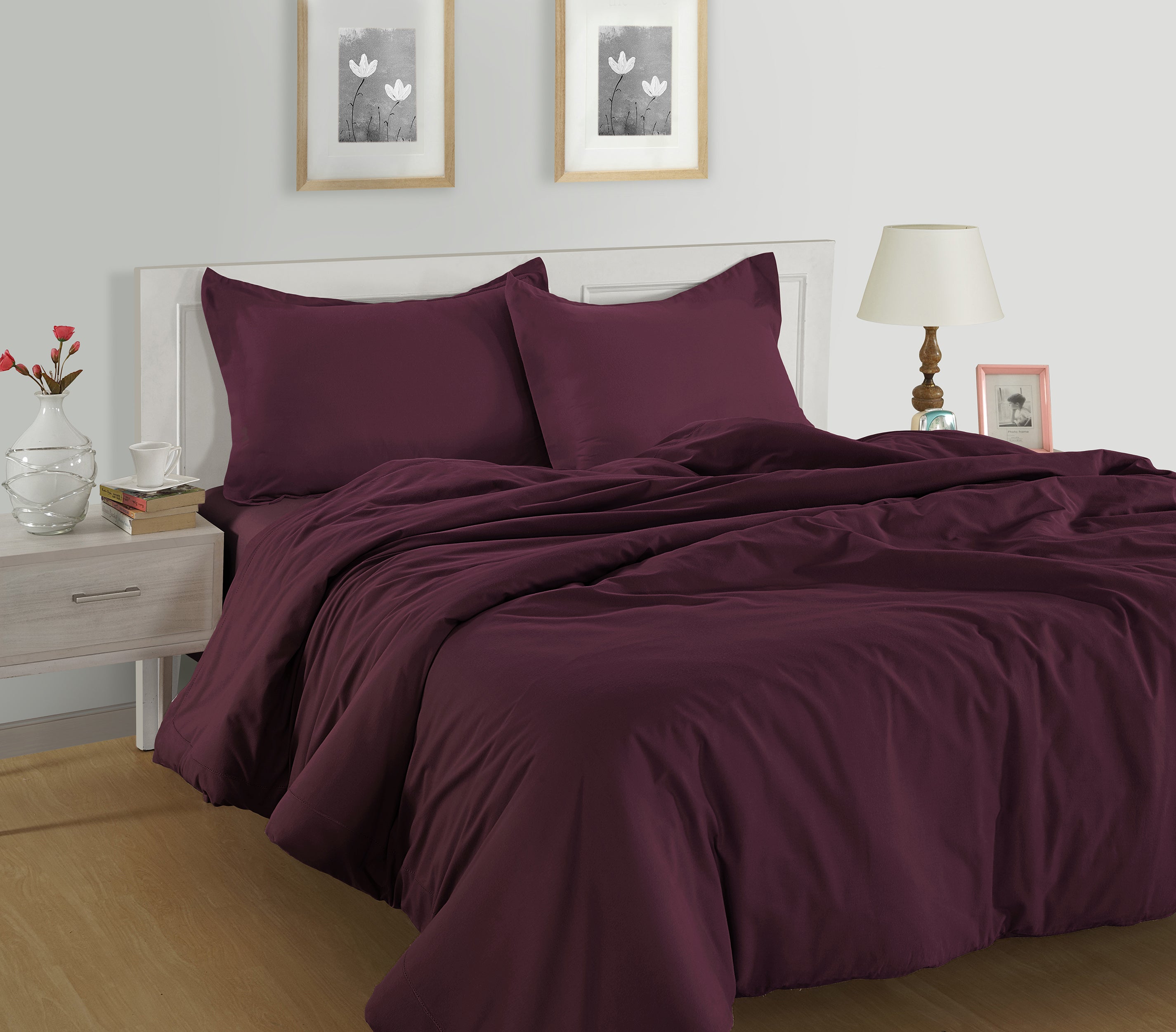 100% Organic Washed Cotton Quilt Cover Set - Windsor Wine