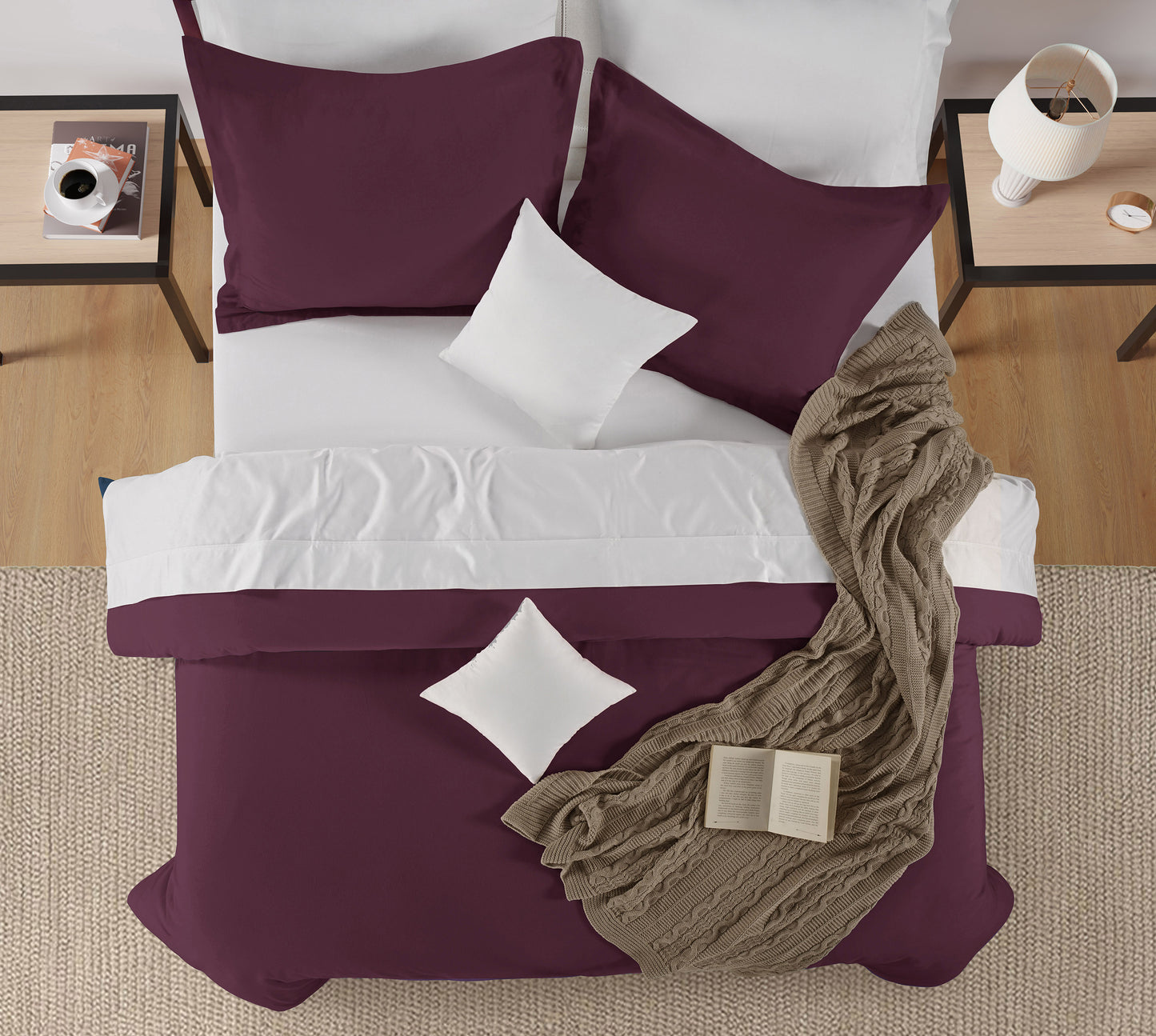 100% Organic Washed Cotton Quilt Cover Set - Windsor Wine