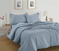 100% Organic Washed Cotton Quilt Cover Set - French Blue