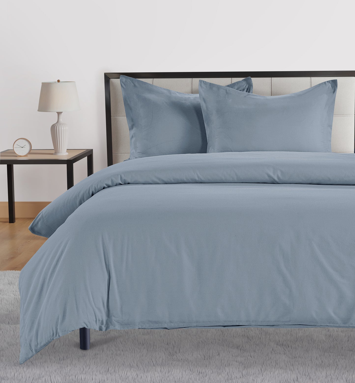 100% Organic Washed Cotton Quilt Cover Set - French Blue