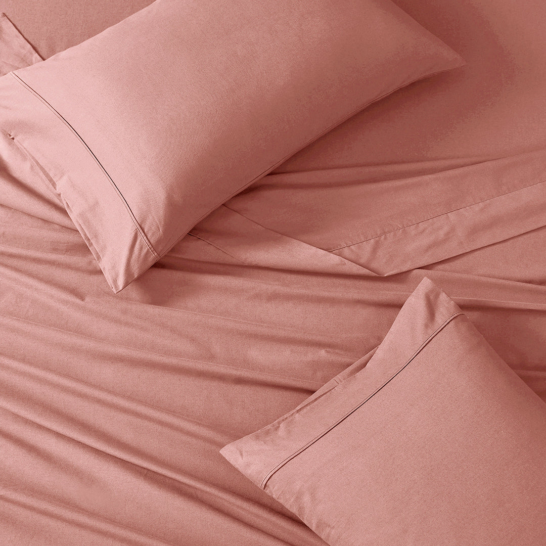 100% Organic Washed Cotton Sheet Set - Rose Dawn