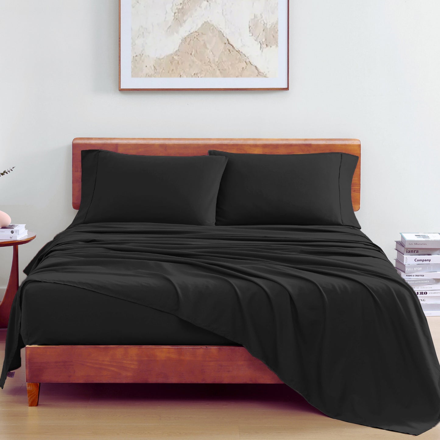 100% Organic Washed Cotton Sheet Set - Black